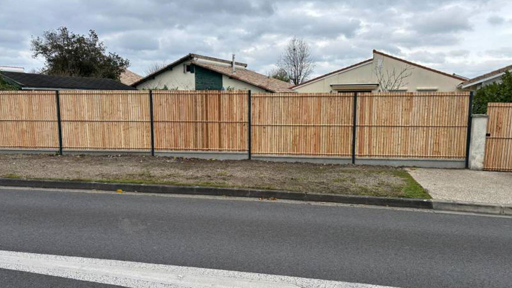 Jardin breton avec clôture grillagée rouillée et végétation envahissante